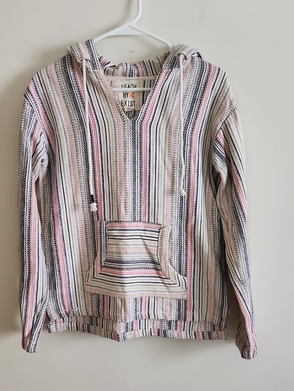 Beach By Exist Striped Knit Top in Cream, Pink & Black